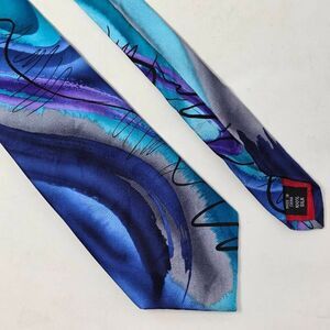J JERRY GARCIA SILK TIE LADY W/ ARGYLE SOCKS BLUE COLLECTION 61 3.5" X 59"